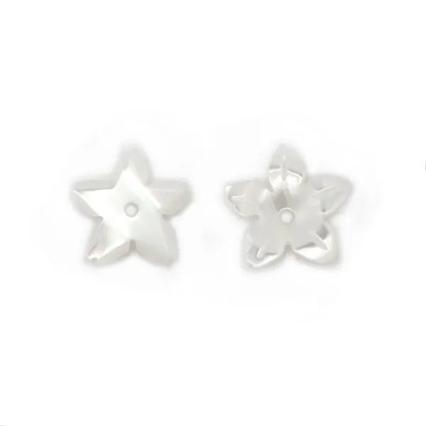 Nacre blanche en fleur à 5 pétales 8mm x 1pc