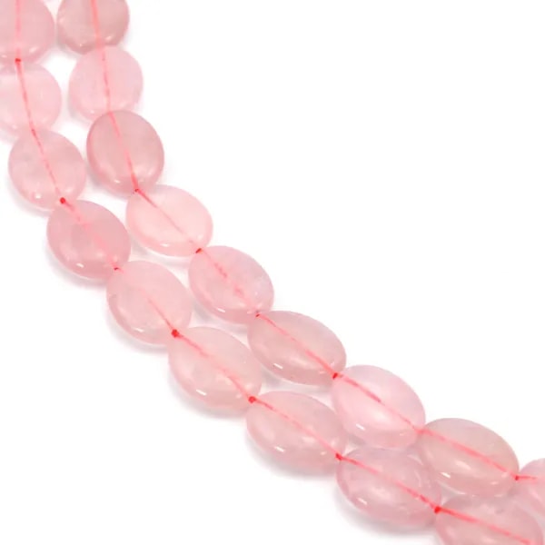 Pink quartz oval 15x20mm x 40cm