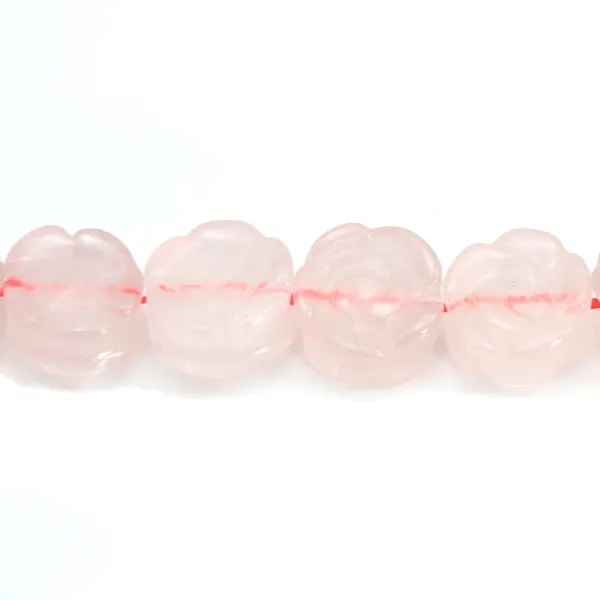 Quartz rose fleur sculptée 14mm x 2pcs