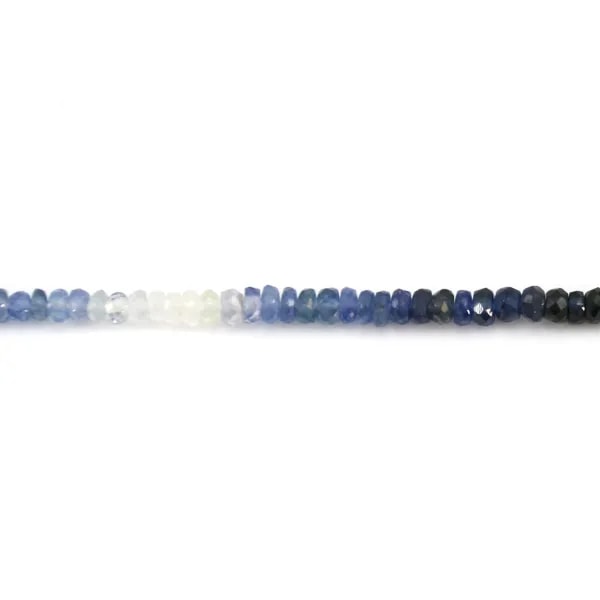 Gradient sapphire roundel faceted 1-2x3-4mm x 41cm