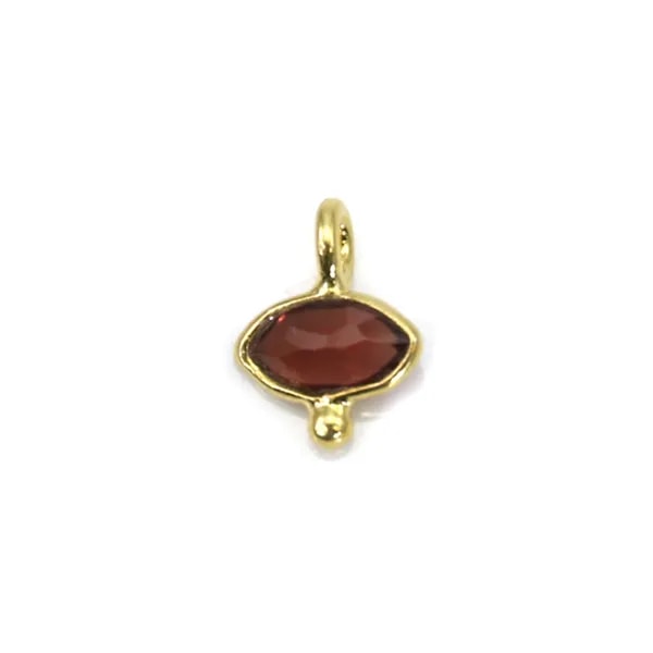 Garnet eye charm faceted on silver gilt 7x9mm x 1pc