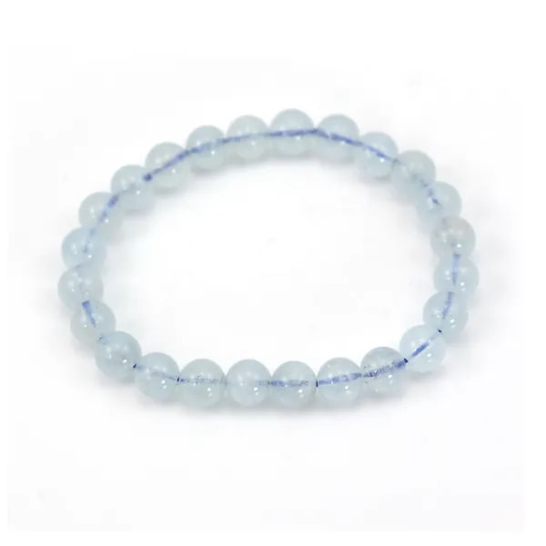 Bracelet Aigue-Marine rond 7-8mm x 1pc