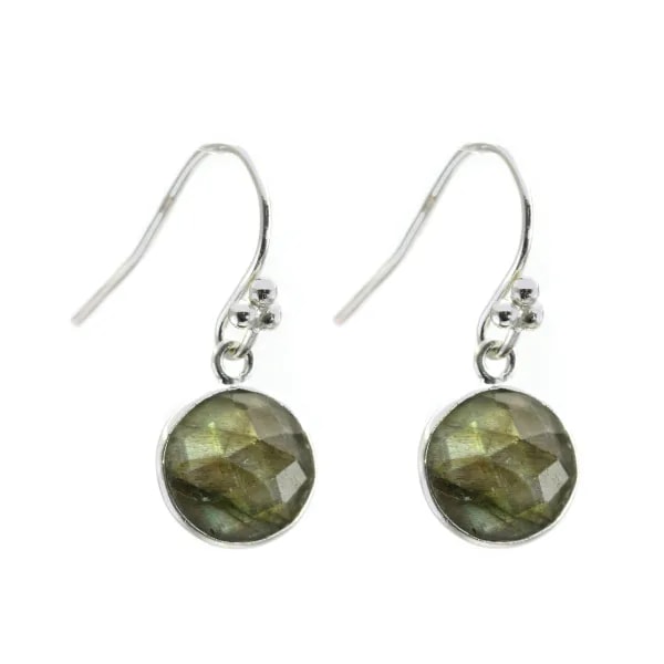 Pendientes de labradorita redonda x 2pcs, plata 925