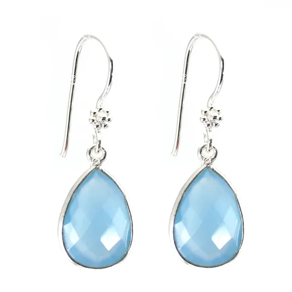 Ohrring Silber 925 Chalcedon Tropfen x 2pcs