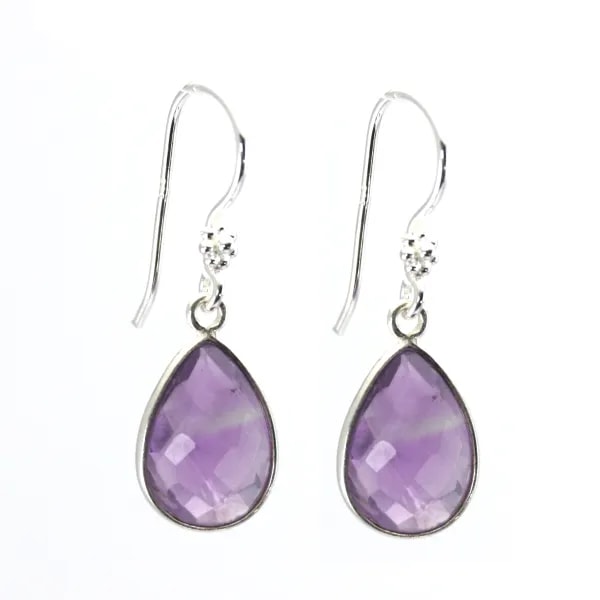 Silver earring 925 Amethyst drop set x 2pcs