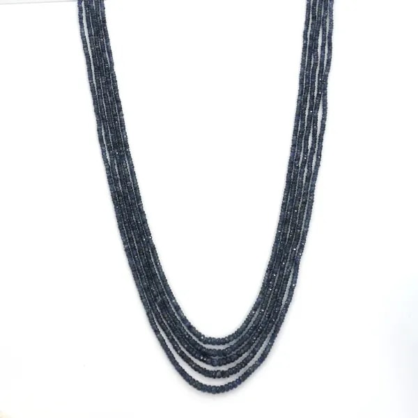 Collana 5 file di zaffiri tondi sfaccettati 3-4 mm