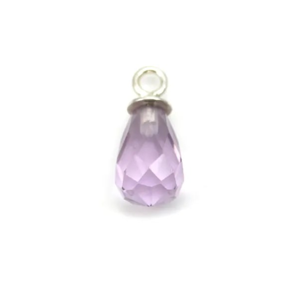 Pendant half-drilled in clear amethyste 9x12mm  x 1pc
