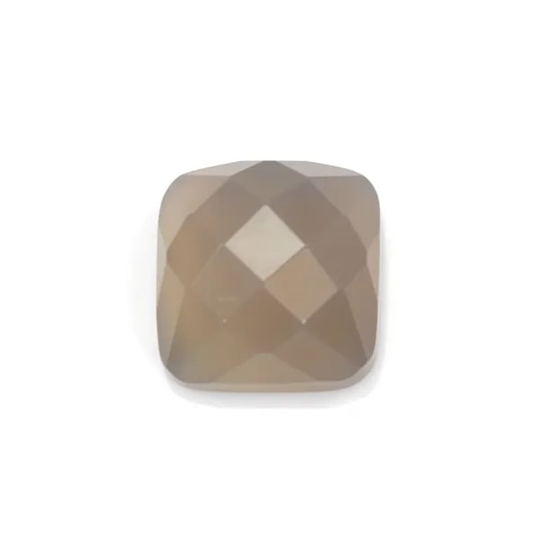 Cabochon agate gris carré facette 10mm x 1pc