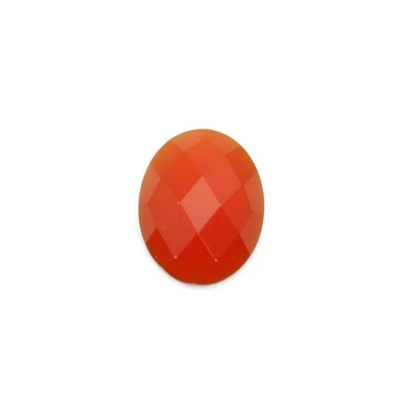 Cabochon cornaline ovale facette 8x10mmx 1pc