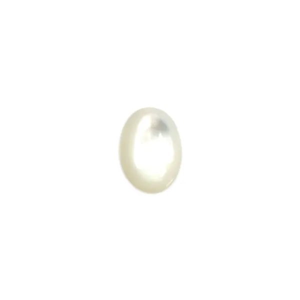 Oval cabochon 8x6mm White Mother-of-Pearl x1pc