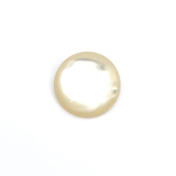 Round cabochon 14mm White Mother-of-Pearl x1