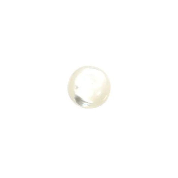 Round cabochon 6mm White Mother-of-Pearl x2