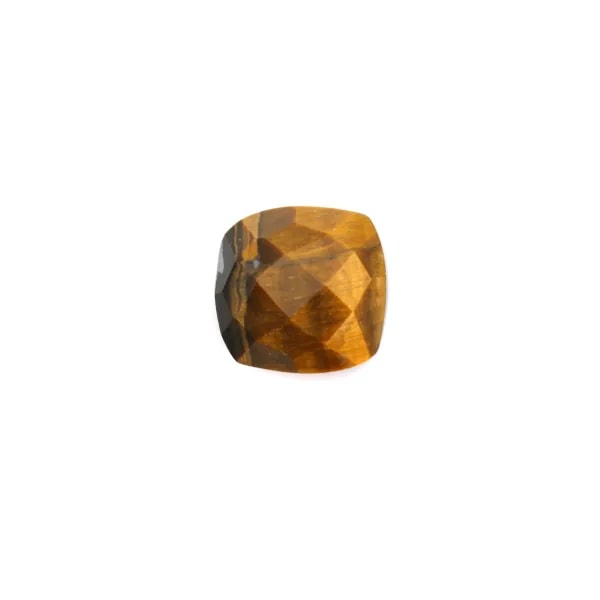 Cabochon en oeil de tigre carré facette 10mm x 1pc