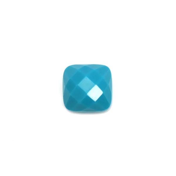 Cabochon turquoise reconstitué carré facette 10mm x 1pc