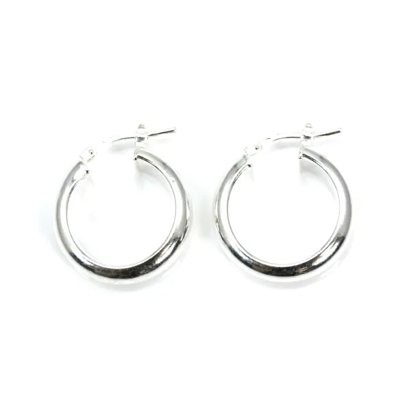 Crioulo meio redondo 15mm Prata 925 x 2pcs