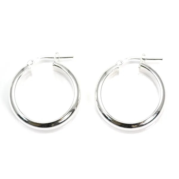 Wide half round creole 25mm Silver 925 x 2pcs