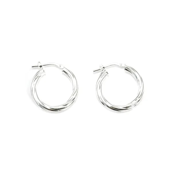 Créole torsadé 15mm Argent 925  traité anti-ternissement x 2pcs