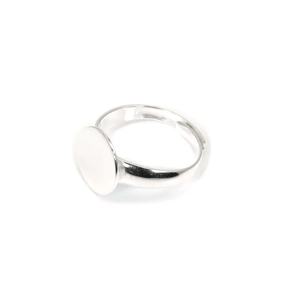 Monture de bague réglable support rond de 12mm en argent 925 x 1pc