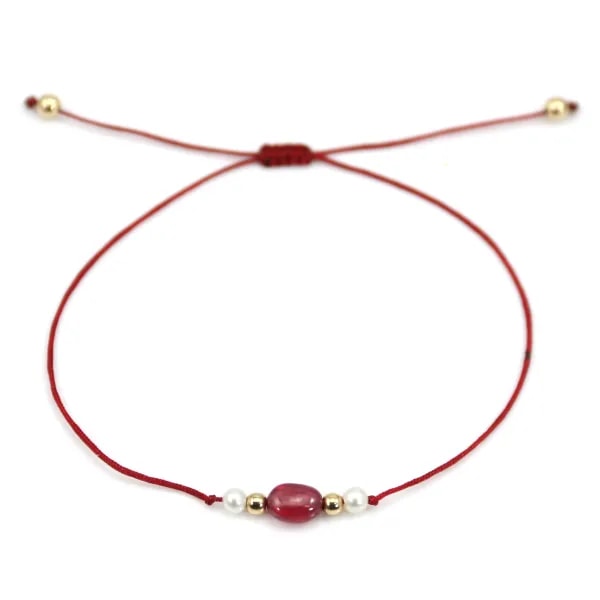 Bracciale in corda di rubini e perle d'acqua dolce x 1pc