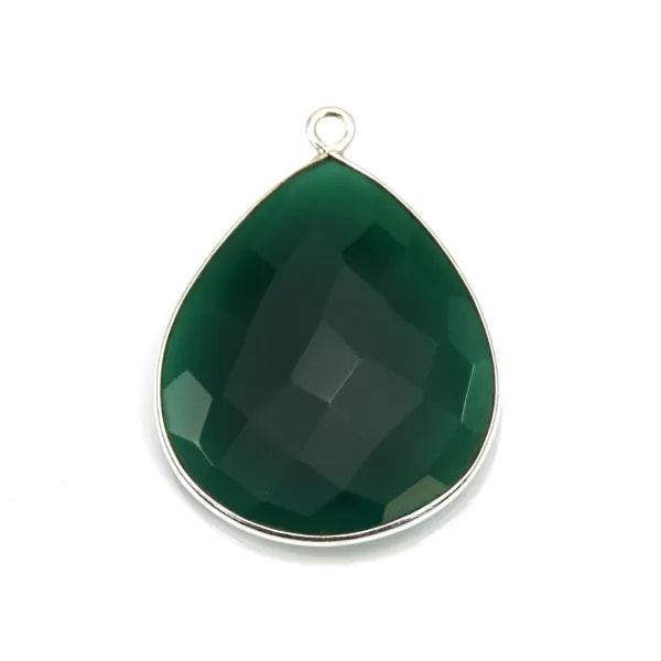 Labradorite pendant set in golden silver, in shape of a drop 21x31mm x 1pc