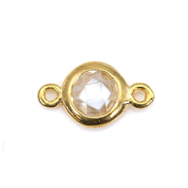 Intercalaire argent 925 doré et zirconium crystal 5x9mm x 1pc