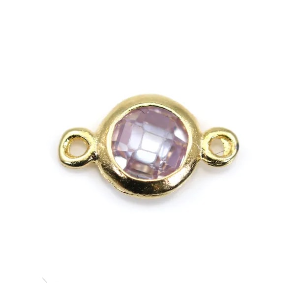 Spacer sterling silver 925 golden and  zirconium grenat 5x9mm x 1pc