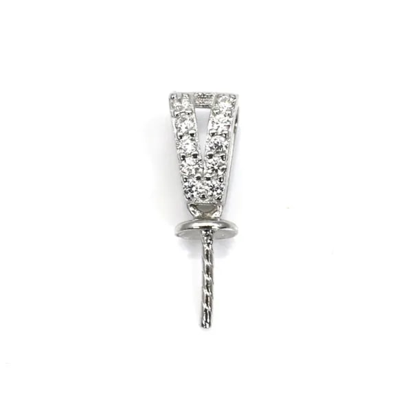 Argent 925 Rhodié Bélière  avec 8 strasses 11mm x 10 pcs 