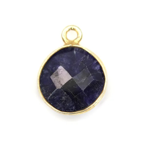 Pierre traitée couleur saphir sertie sur argent 925 rond facetté 11mm x 1pc