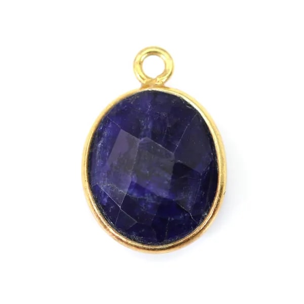 Pierre traitée couleur saphir serti sur argent 925 oval facetté 11x13mm x 1pc