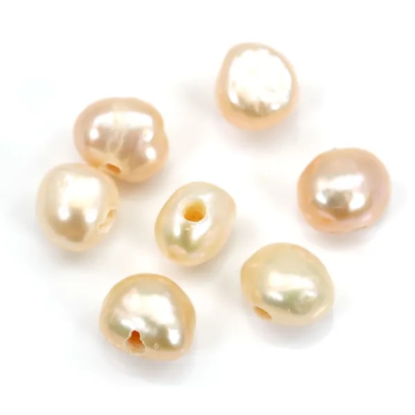 Perle d'eau douce saumon baroque 7-9mm large perçage 1.9mm x 20pcs