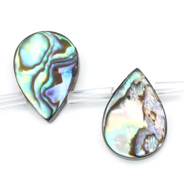 Nacre d'ormeau en goutte plate sur fil 10x14mm x 40cm