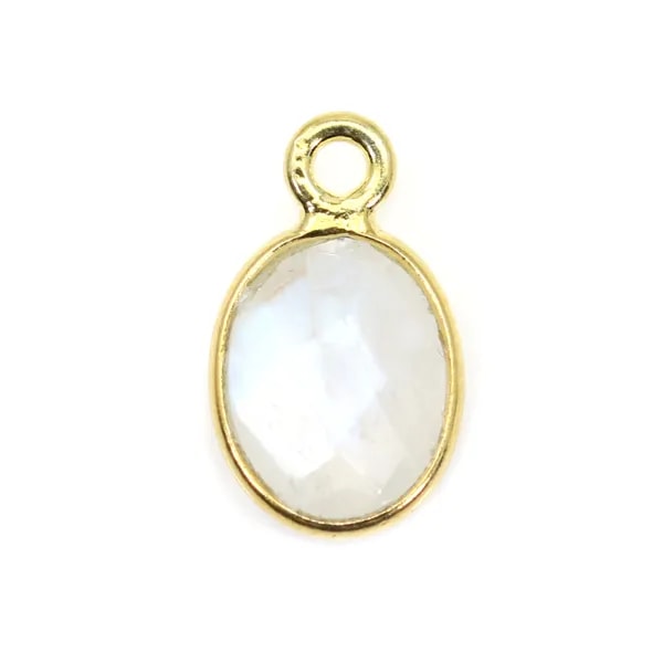 Ciondolo ovale di pietra di luna sfaccettata in argento 925 e oro 7x12 mm x 1 pz