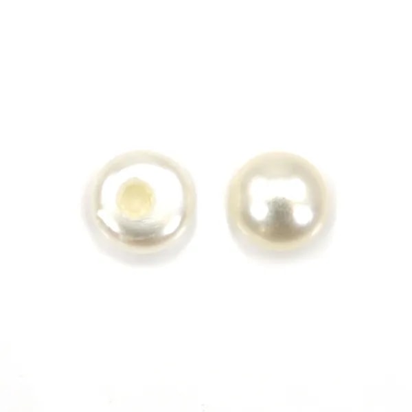 Perle de culture d'eau douce, semi percée, blanche, bouton 3-3.5mm x 10pcs
