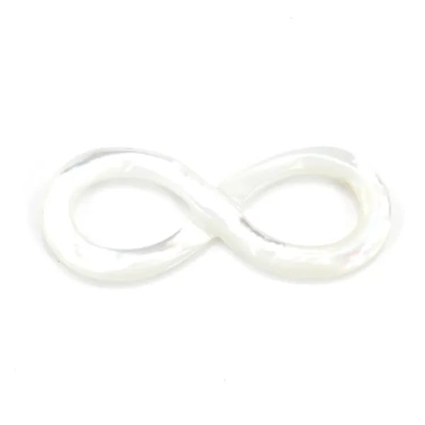 Nacre blanche en 8 de l'infini 12x30mm x 1pc