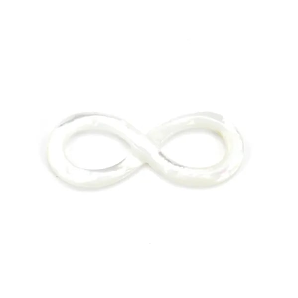 White mother-of-pearl infinity symbol 5x15mm x 1pc