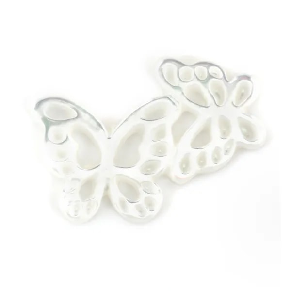 Nacre blanche couple de papillon 13x18mm x 1pc