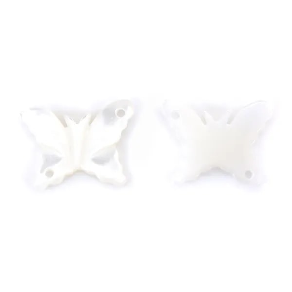 Nacre blanche en forme de Papillon 9x12mm x 1pc