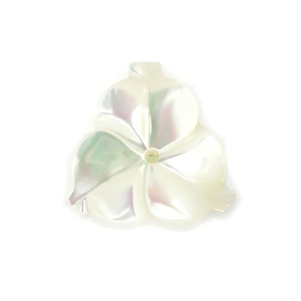 Nacre blanche en forme de fleur à 3 pétales 12mm x 1pc