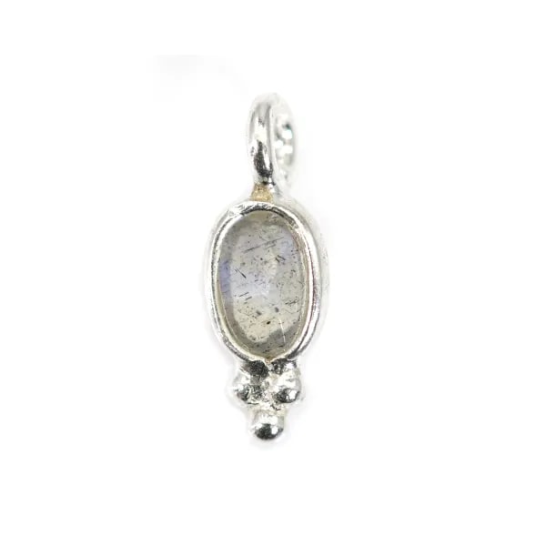 Conjunto de encanto labradorite facetado oval em prata 925 4x11mm x 1pc