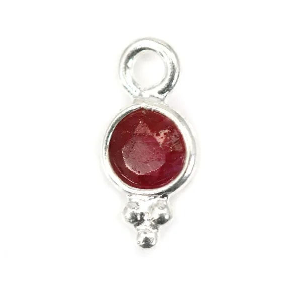 Ciondolo in pietra tonda sfaccettata color rubino 5x11mm x 1pc