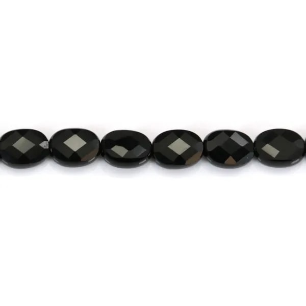 Onyx preto oval facetado 6x8mm x 2pcs