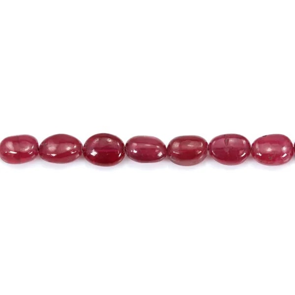 Rubino rosso trattato ovale barocco 5-7x7-9mm x 5cm (7pz)