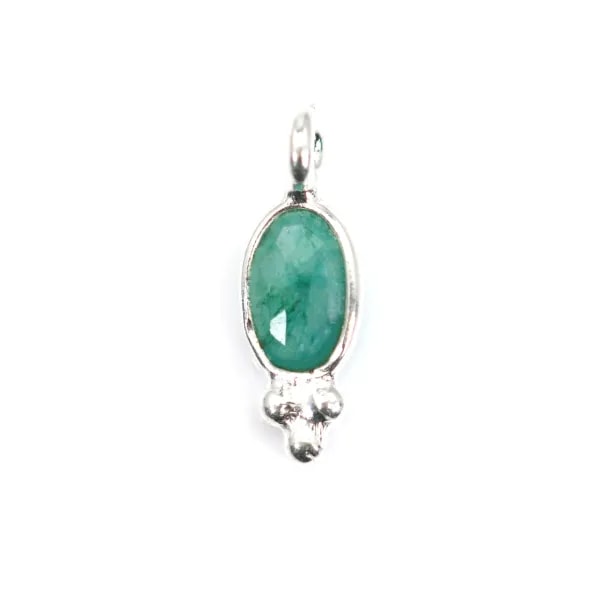Encantamento de pedra de cor esmeralda oval facetada em prata 925 4x11mm x 1pc