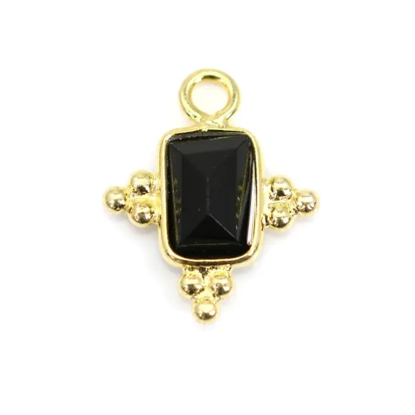Conjunto de rectângulo preto Onyx Charm em 925 Sterling Silver GOLD 10x13mm x 1pc