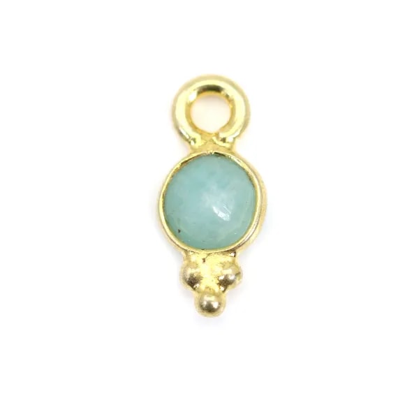Encantamento redondo facetado em prata esterlina 925 com revestimento de ouro 5x11mm x 1pc