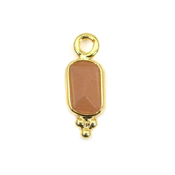 Pedra-lunar laranja de encanto em prata esterlina 925 com revestimento de ouro 5x13mm x 1pc
