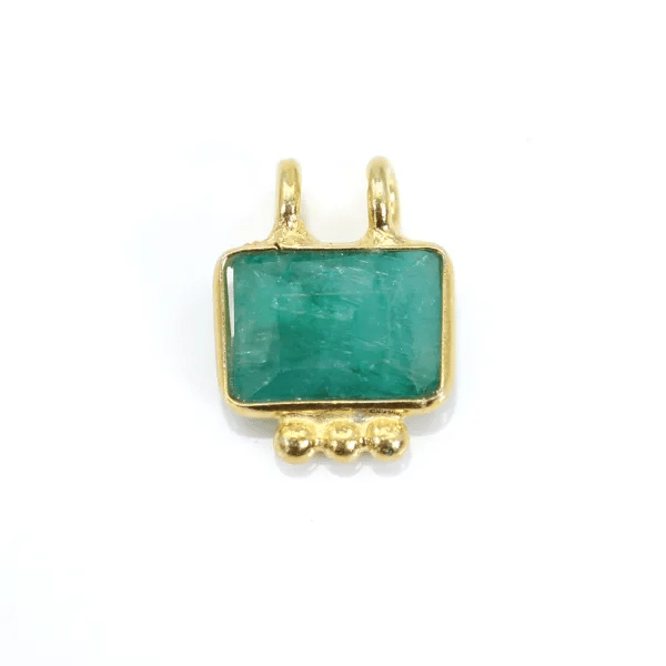 Rectângulo Esmeralda Tingida de Pedra Charme em Prata Esterlina 925 - 2 anéis - 8x10mm x 1pc