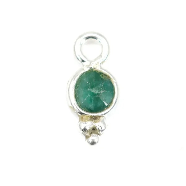 Ciondolo in pietra tonda sfaccettata color smeraldo 5x11mm x 1pc