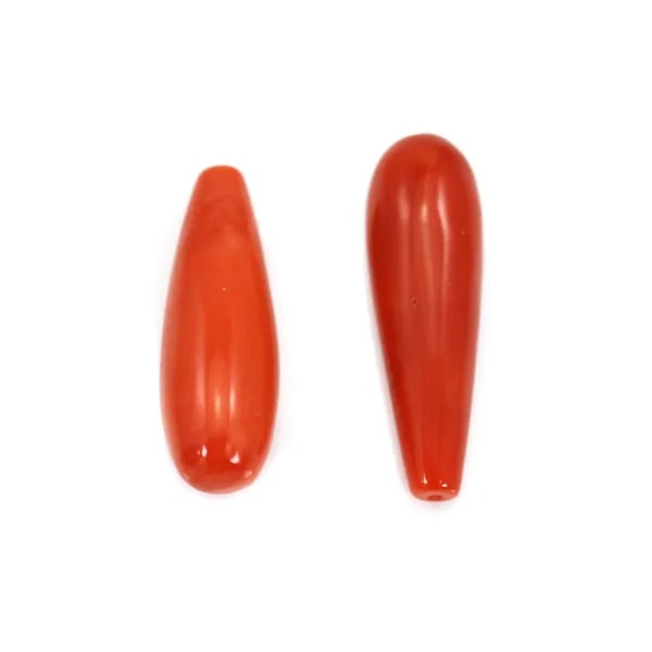 Corail Rouge Naturel goutte semi percé 5x14mm x 1pc