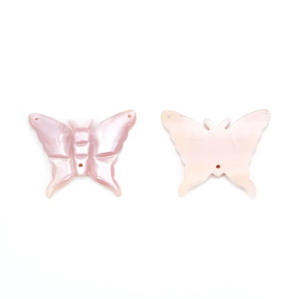Nacre rose en forme de papillon 21x26mm x 1pc
